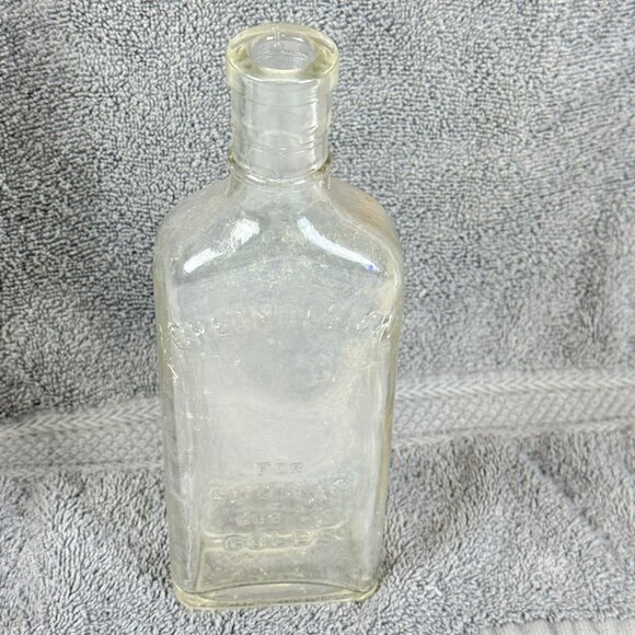 Antique 2 Embossed Glass W/Unique Rectangular Shape 1 Cough 1 Plane Bottle - Picture 4 of 12